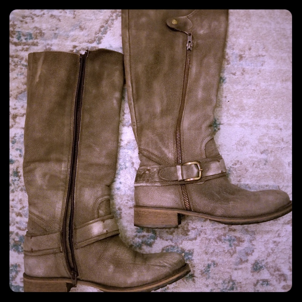 Matisse Leather Boots, distressed grayish color